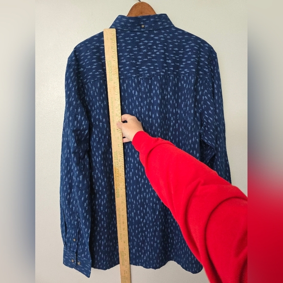 Toad & Co Tree Print Long Sleeve Button Down Shirt Blue Men's XL Slim Fit - Picture 10 of 10